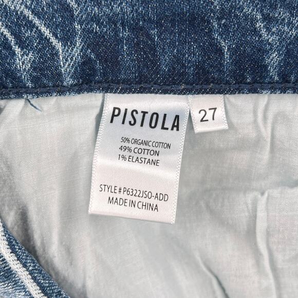 PISTOLA Cassie Super High Rise Straight Jean Womens 27 Blue Distressed Destroyed - Picture 10 of 16